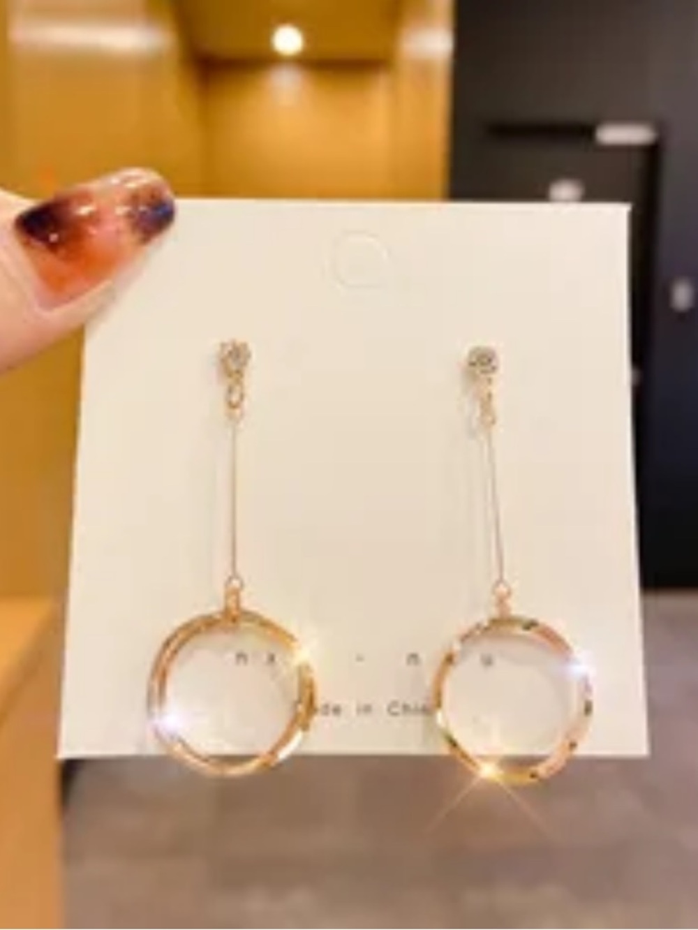 Elegant Gold Drop Circle Earrings - Minimalist Women Jewelry